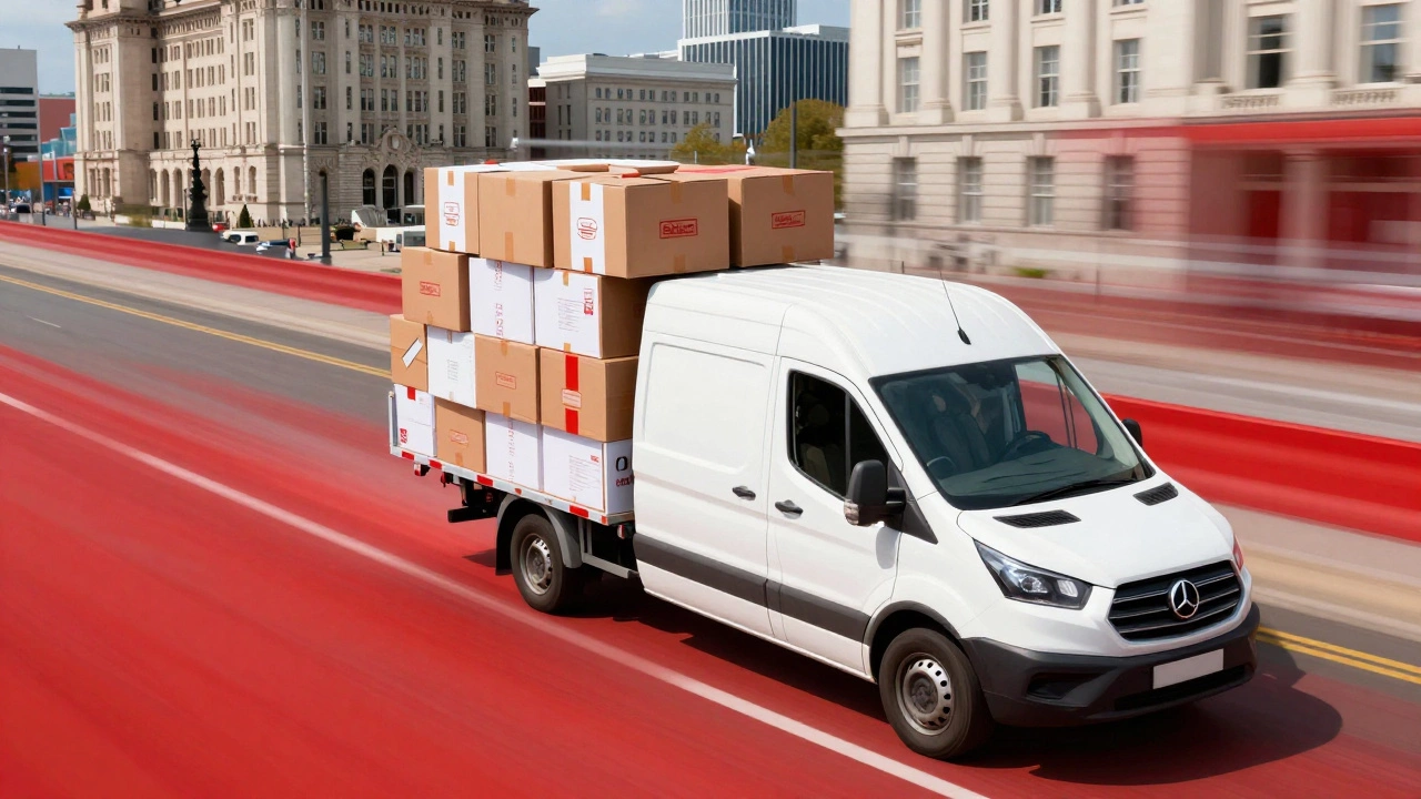 Liverpool bakery stacking boxes into delivery van for bulk shipments.