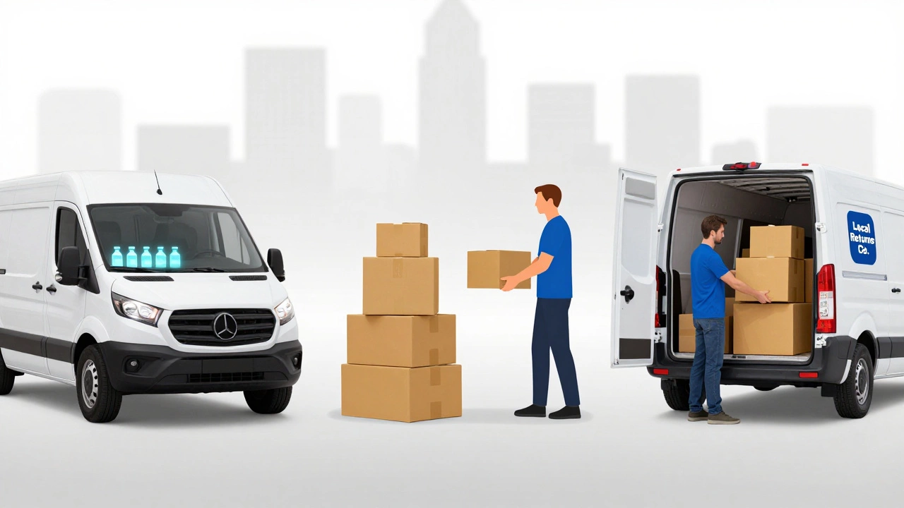Three delivery niches illustrated: medical supplies, e-commerce returns, and local boutique pickups.
