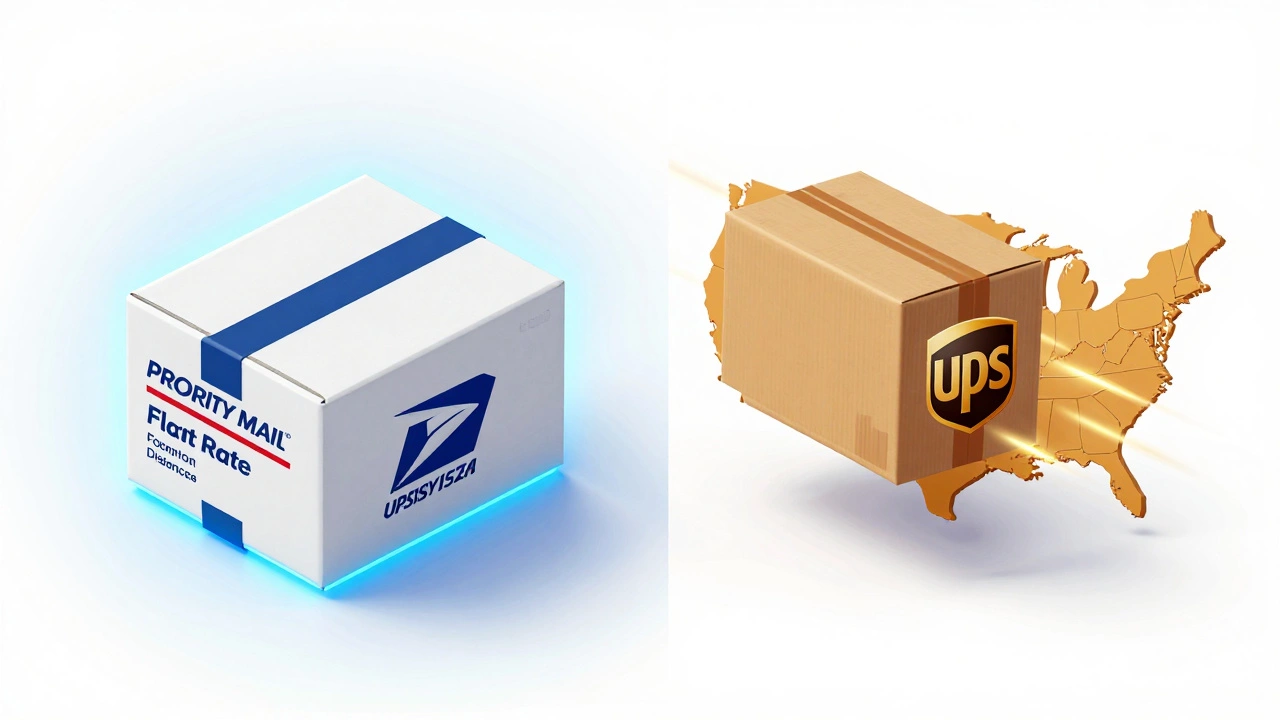Comparison between USPS Flat Rate box and UPS long-distance delivery