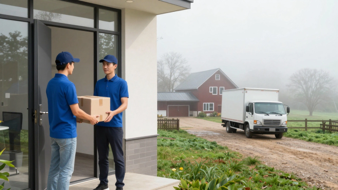 Urban vs rural delivery scenes showing different service speeds