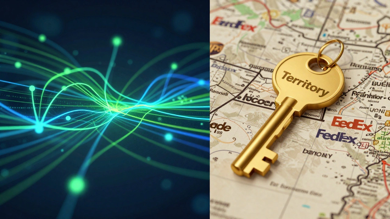 Conceptual art comparing algorithmic vs owned routes