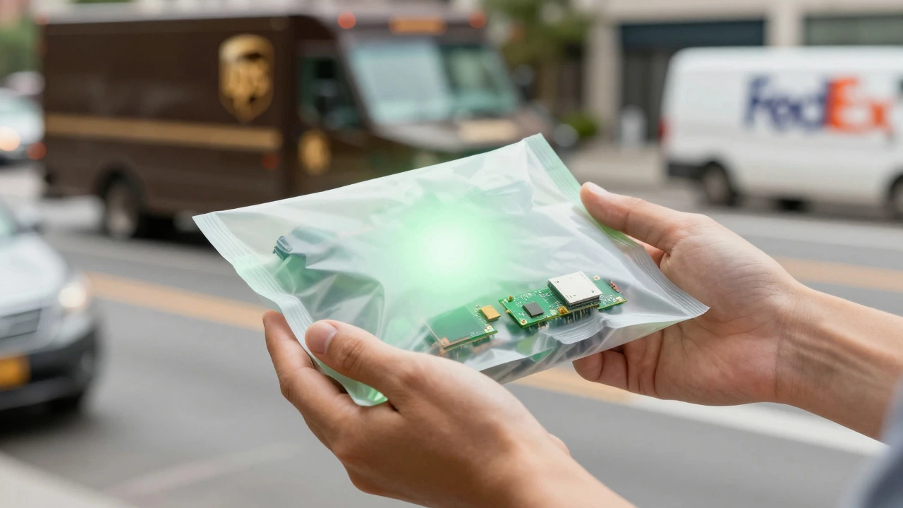 Hands holding glowing secure package symbolizing logistics trust and safety