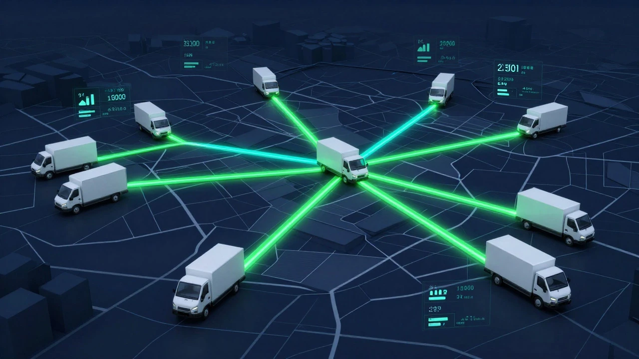 Map showing optimized green delivery routes
