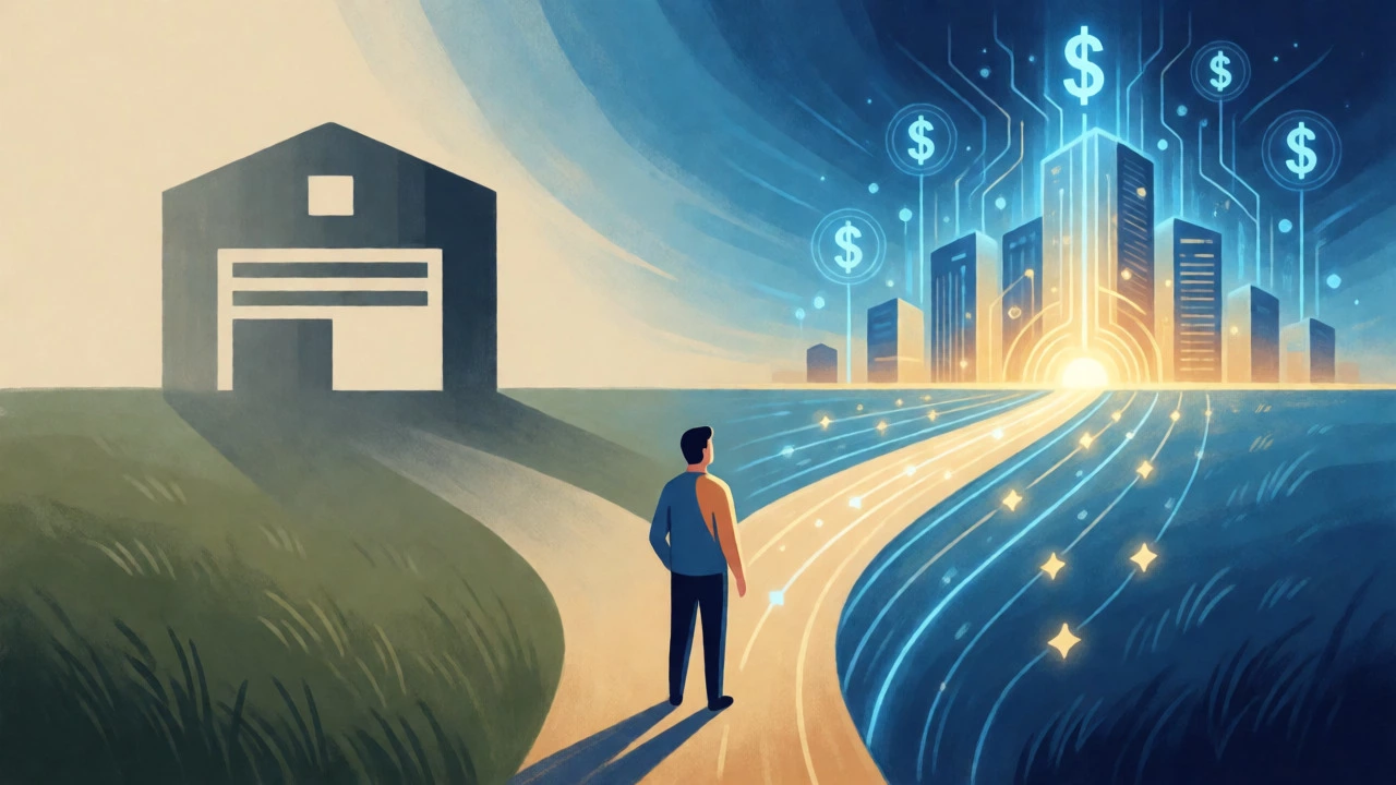 Conceptual art illustrating logistics career paths from manual labor to tech-driven high-salary roles.