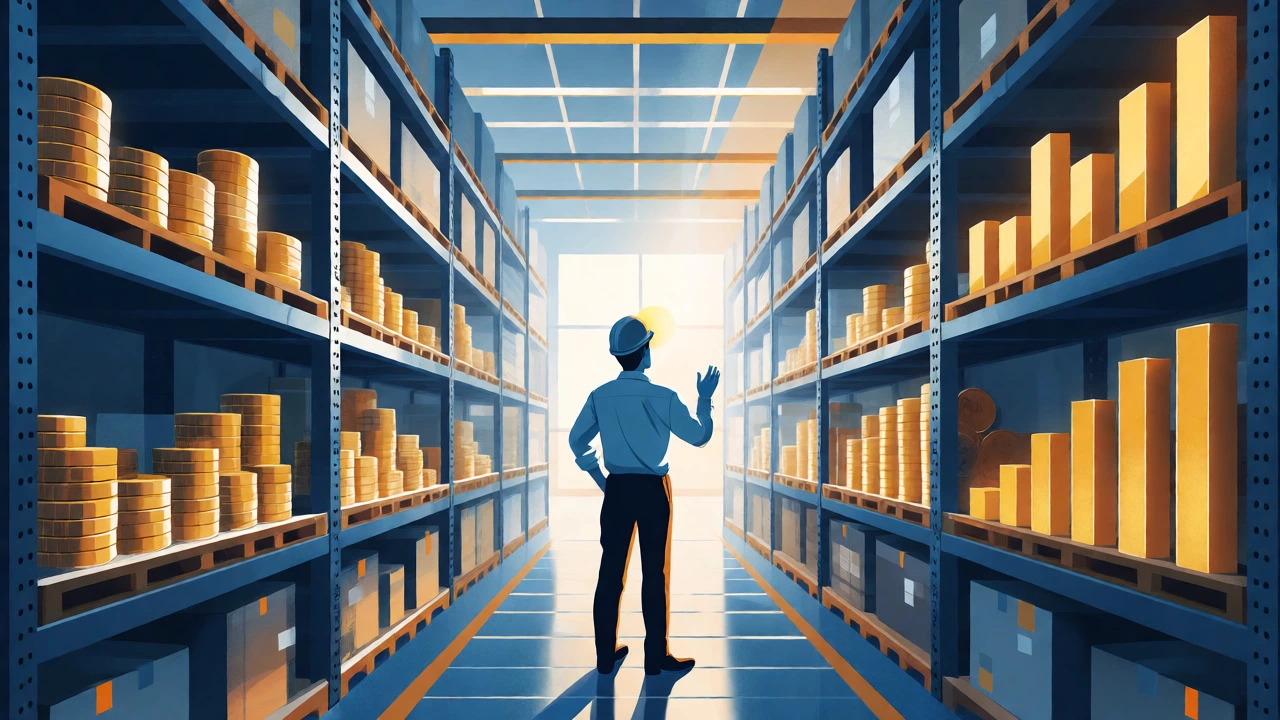 Conceptual image linking warehouse work to salary growth